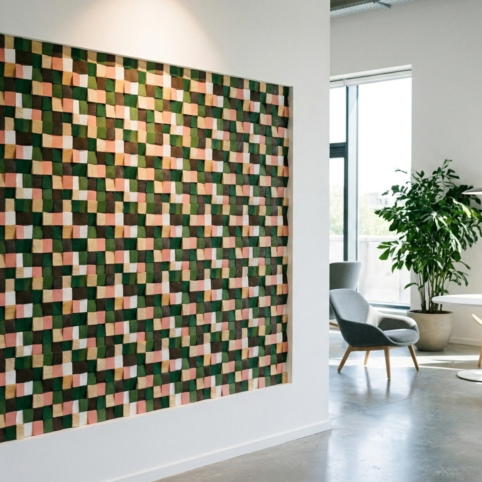 Panneau Bois Décoratif Mural | Rich Pin | 30×30 cm