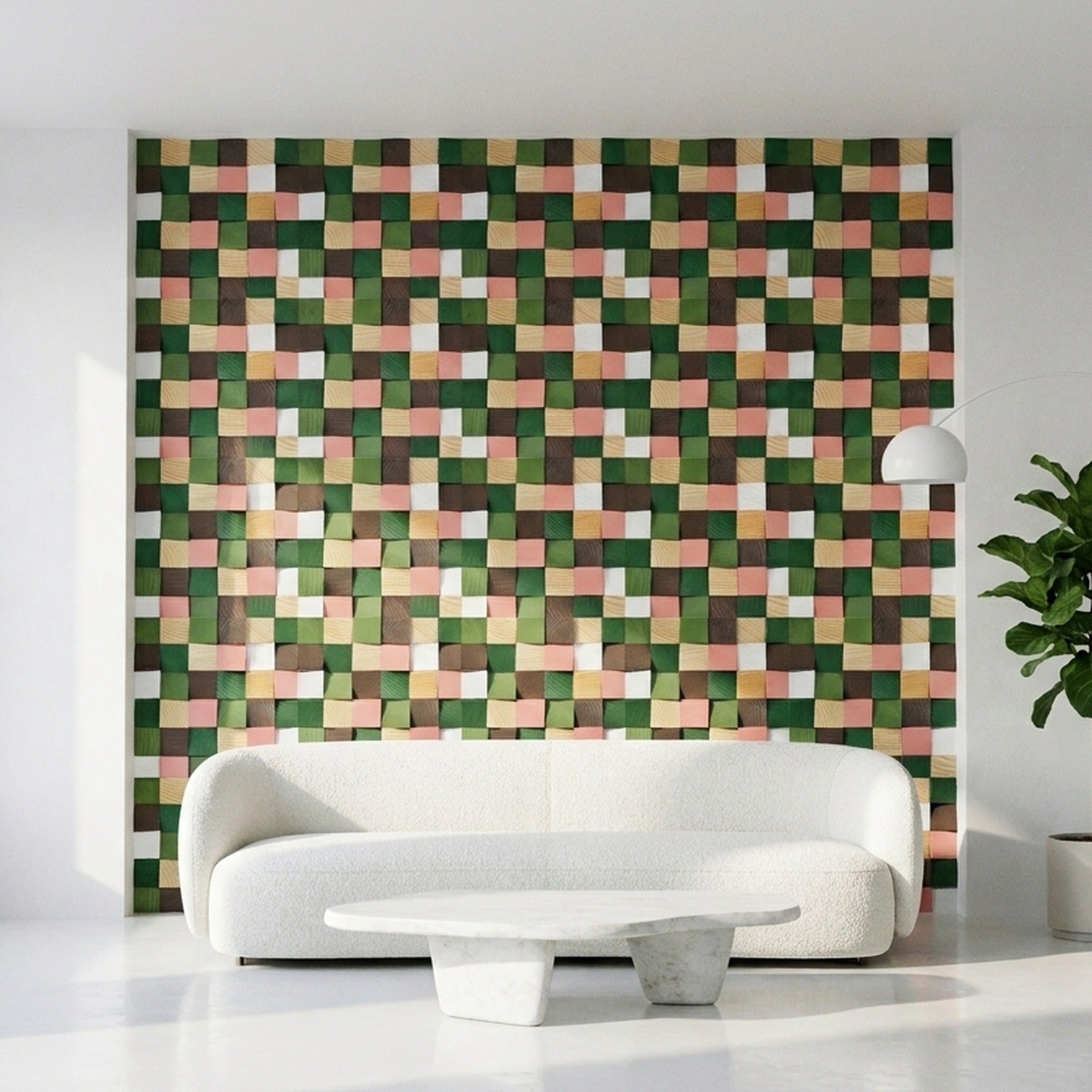 Panneau Bois Décoratif Mural | Rich Pin | 30×30 cm