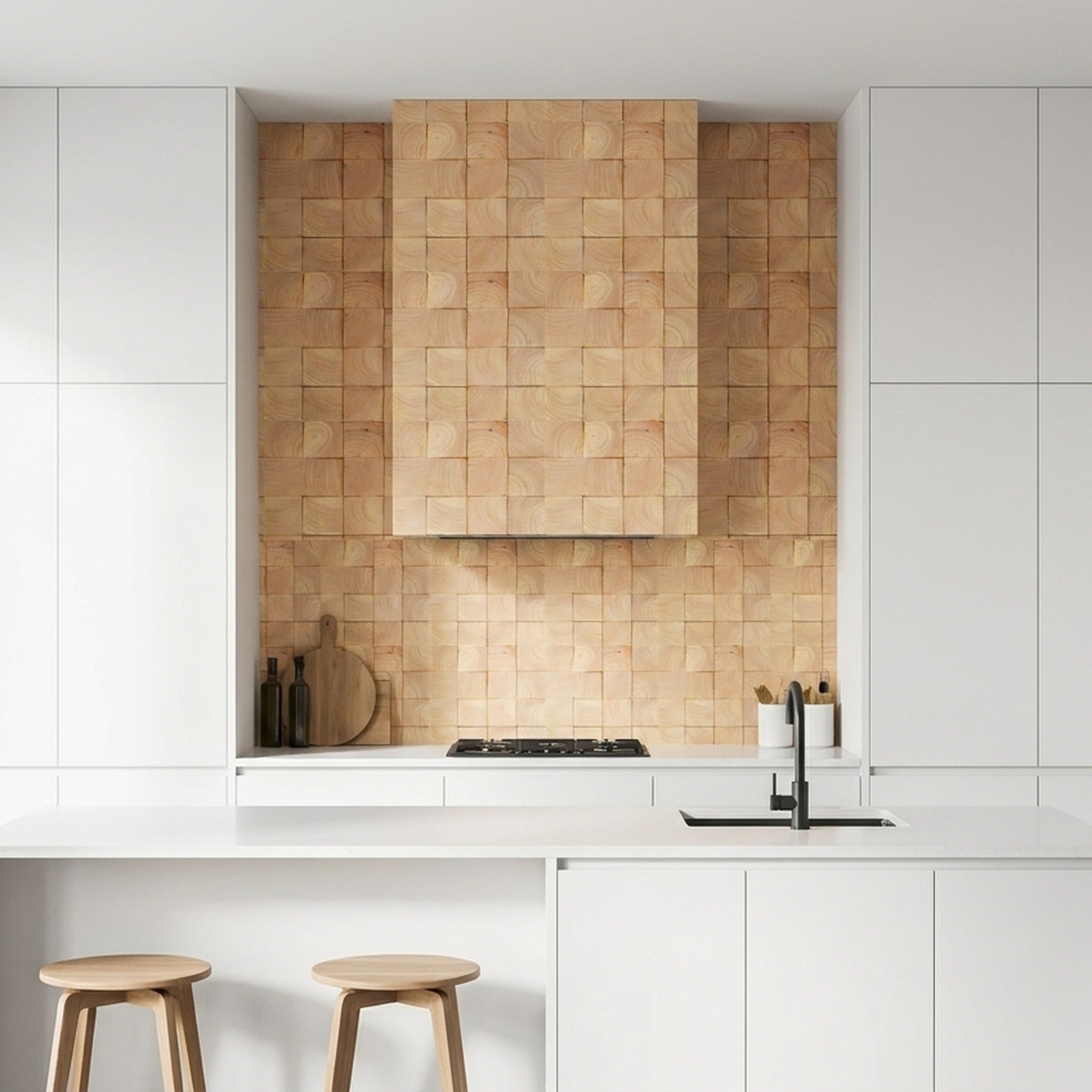 Panneau Bois Décoratif Mural | Hévéa | 30×30 cm