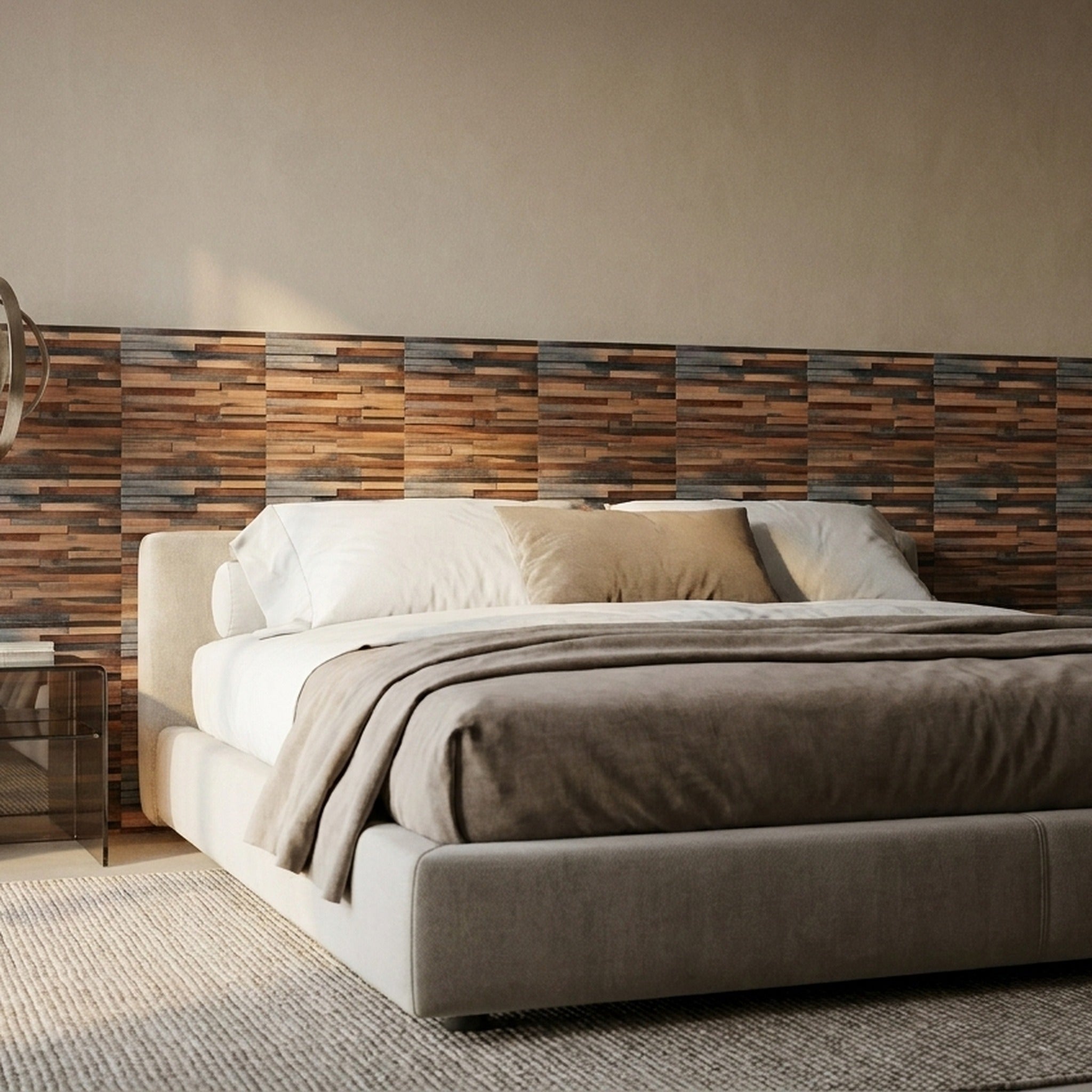 Panneau Bois Décoratif Mural | Shipwood Compact | 30×30 cm