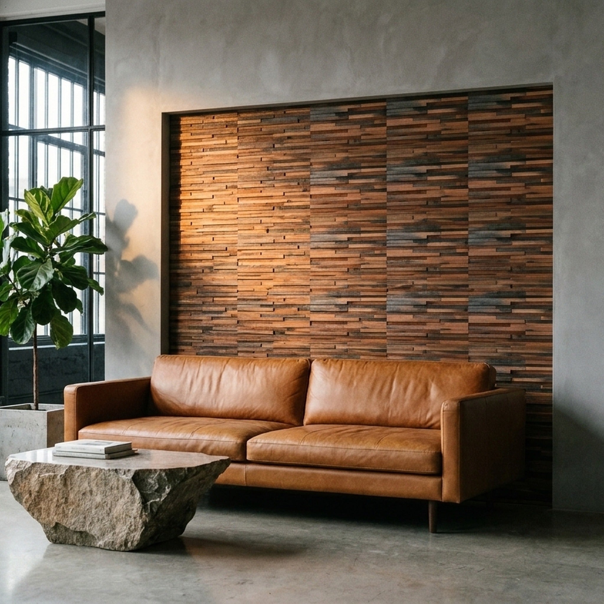 Panneau Bois Décoratif Mural | Shipwood Compact | 30×30 cm