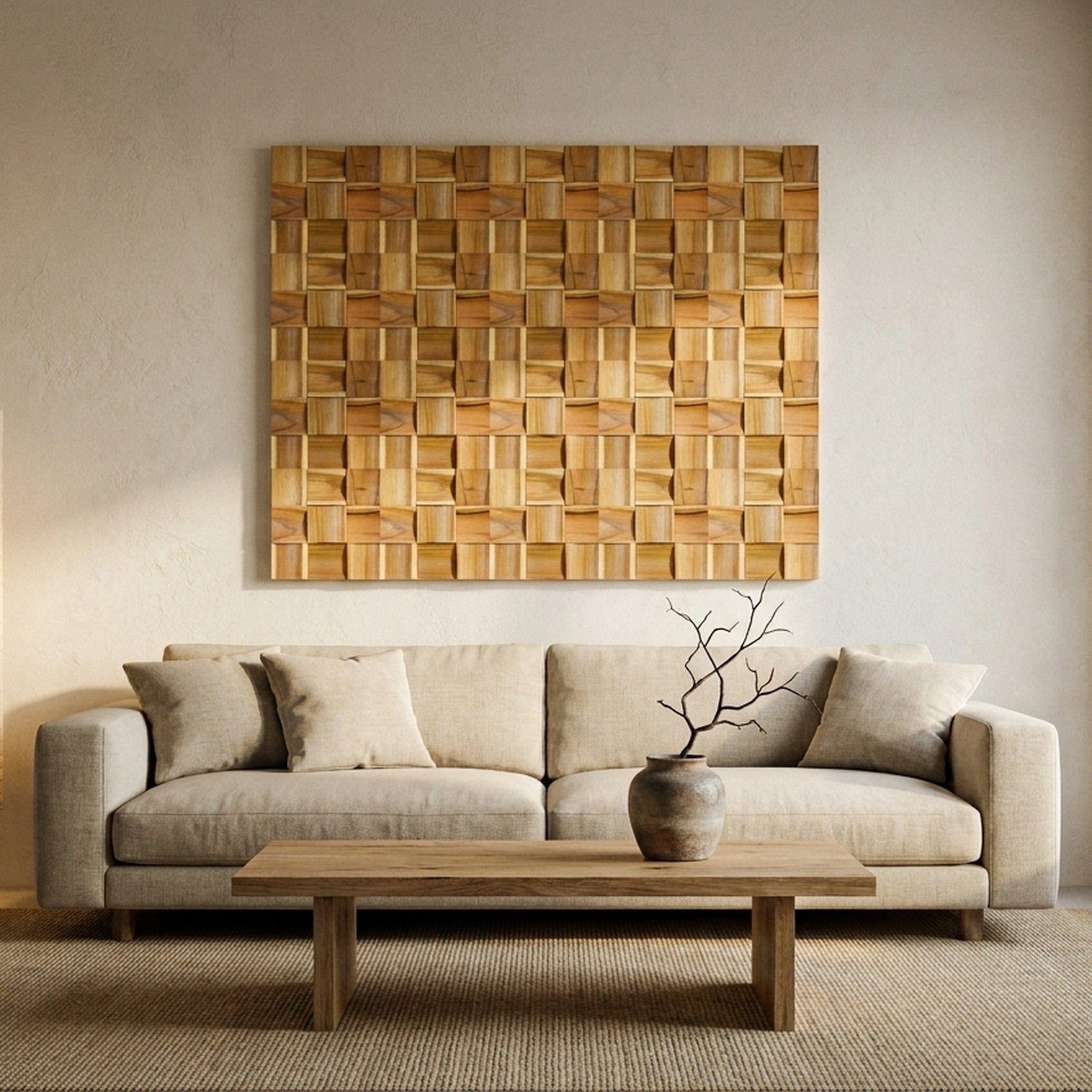 Panneau Bois Décoratif Mural | Teck Intemporel | 30×30 cm