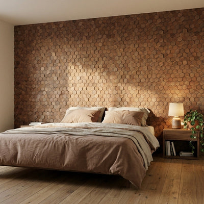Panneau Bois Décoratif Mural | Noyer Velours | 31×30 cm