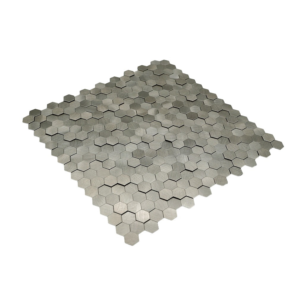 Crédence adhésive | Mini Hexagone 3D Argent | 29,8×30,7 cm