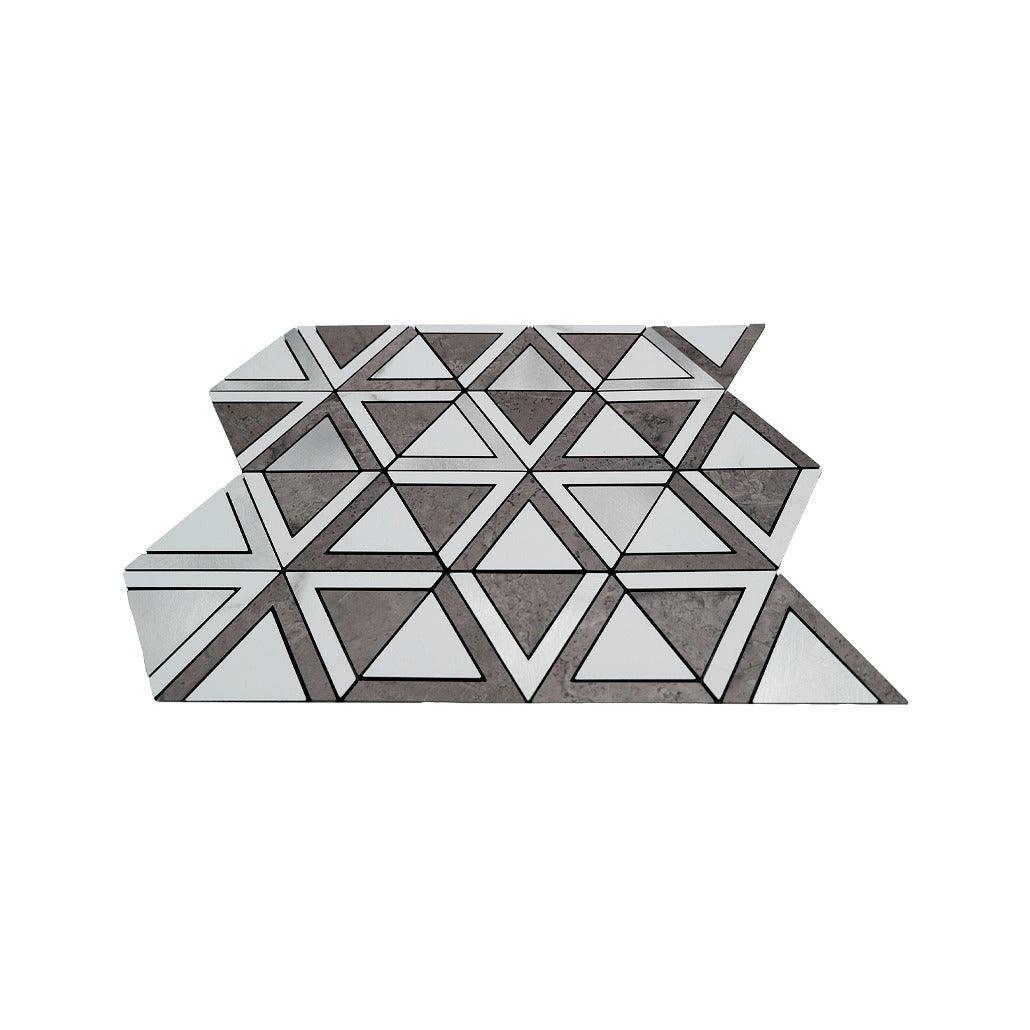 Crédence adhésive | Triangle Gris Blanc-Argent | 28,7×33,1 cm