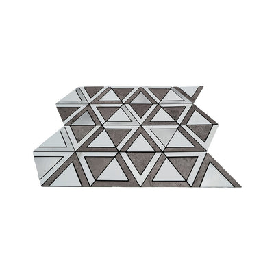 Crédence adhésive | Triangle Gris Blanc-Argent | 28,7×33,1 cm