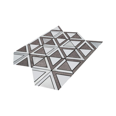 Crédence adhésive | Triangle Gris Blanc-Argent | 28,7×33,1 cm