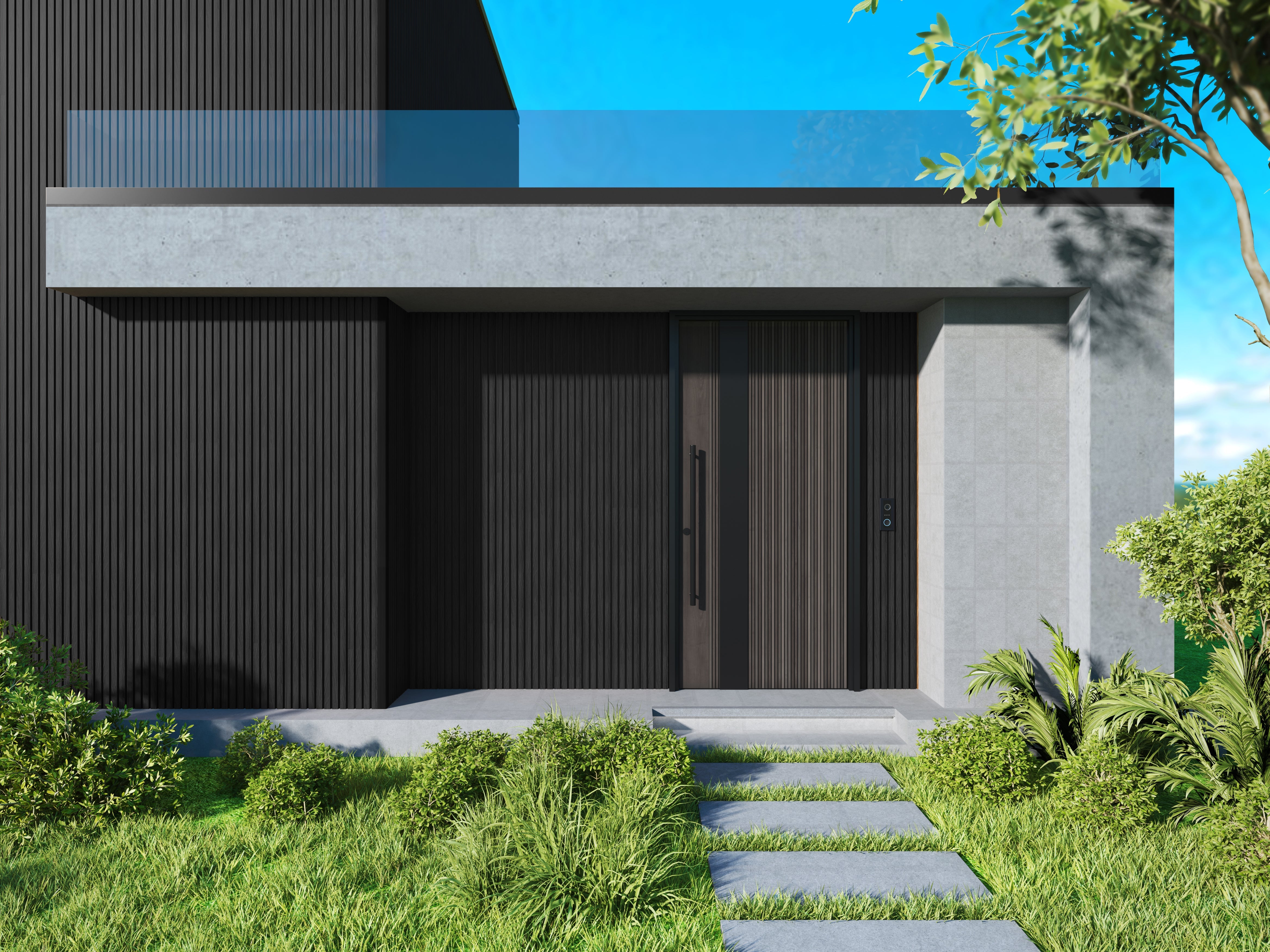 Panneau Extérieur Noir 290CM | Façade | Jardin | Texture Bois 3D