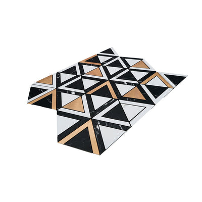 Crédence adhésive | Triangle Noir Blanc-Or | 28,7×33,1 cm