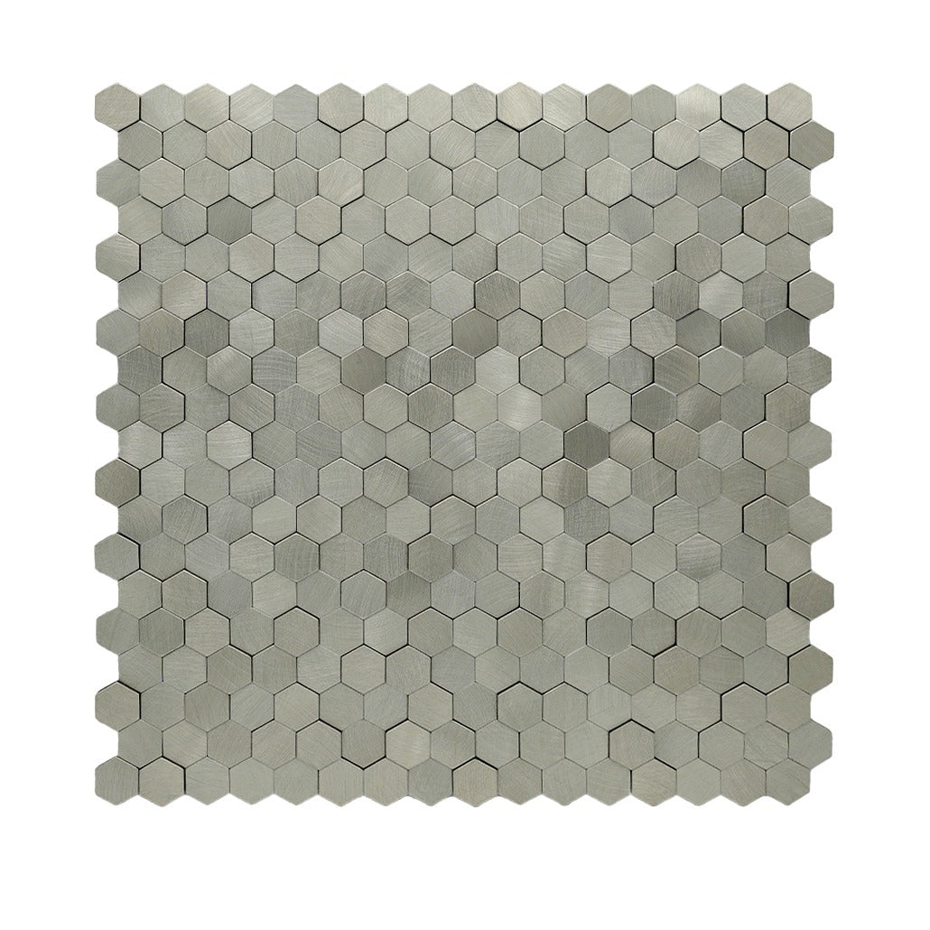 Crédence adhésive | Mini Hexagone 3D Argent | 29,8×30,7 cm