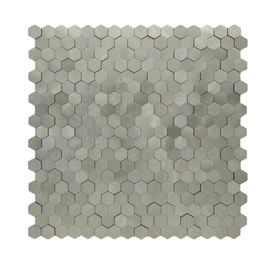 Crédence adhésive | Mini Hexagone 3D Argent | 29,8×30,7 cm