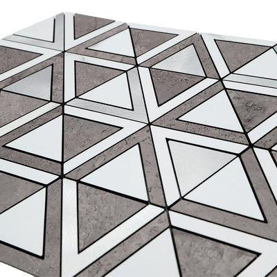 Crédence adhésive | Triangle Gris Blanc-Argent | 28,7×33,1 cm