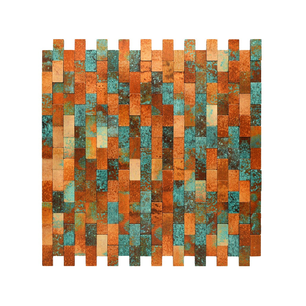 Crédence adhésive | Plaquette 3D Cuivre patiné | 30×29,8 cm