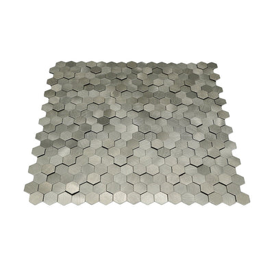 Crédence adhésive | Mini Hexagone 3D Argent | 29,8×30,7 cm