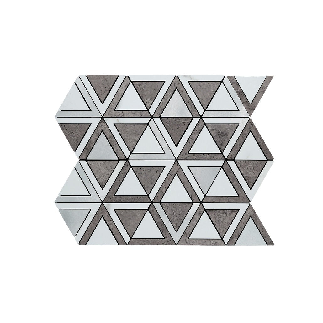 Crédence adhésive | Triangle Gris Blanc-Argent | 28,7×33,1 cm