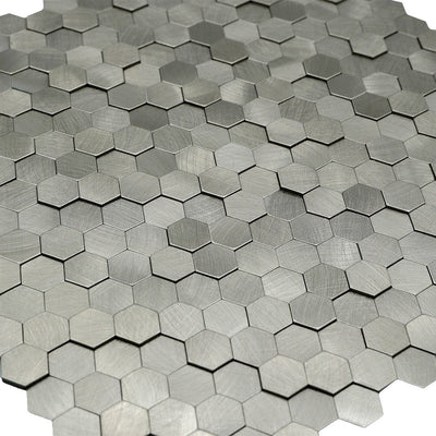 Crédence adhésive | Mini Hexagone 3D Argent | 29,8×30,7 cm