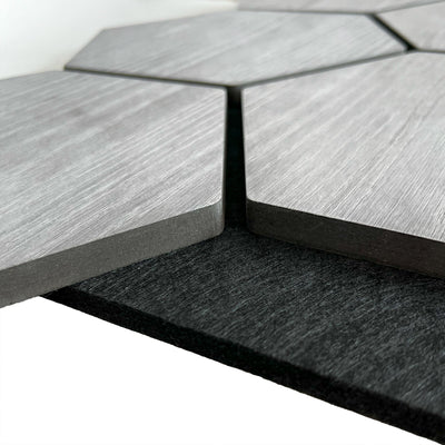 Panneau Mural Hexagonal | Noyer Gris 81 cm | Acoustique