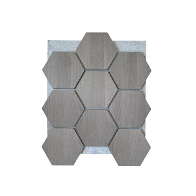 Panneau Mural Hexagonal | Noyer Gris avec Feutrine Grise 81 cm | Acoustique