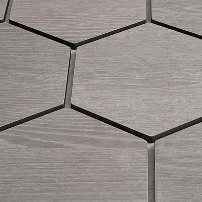 Panneau Mural Hexagonal | Noyer Gris avec Feutrine Grise 81 cm | Acoustique