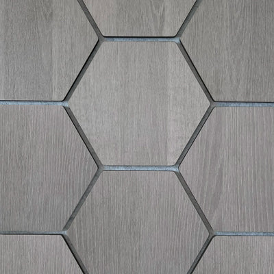 Panneau Mural Hexagonal | Noyer Gris avec Feutrine Grise 81 cm | Acoustique