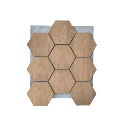 Panneau Mural Hexagonal | Chêne Naturel avec Feutre Gris 81 cm | Acoustique