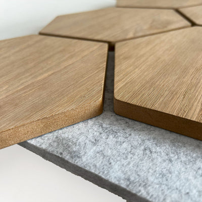 Panneau Mural Hexagonal | Chêne Naturel avec Feutre Gris 81 cm | Acoustique