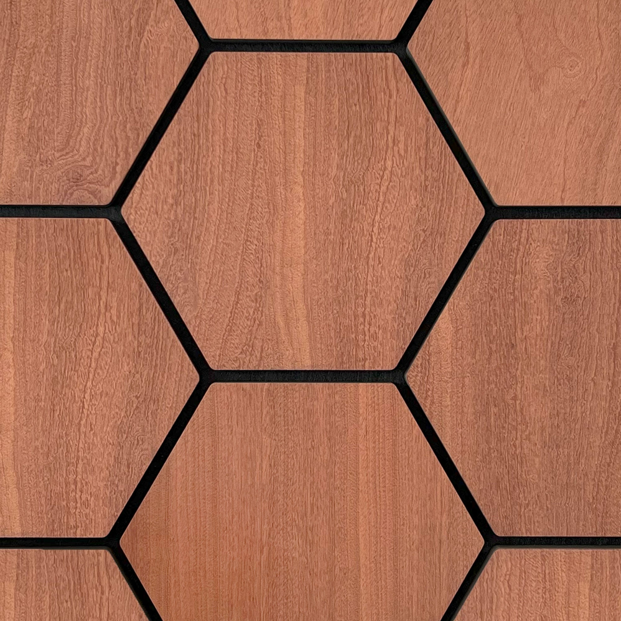 Échantillon panneau mural hexagonal Chêne Fumé en bois véritable
