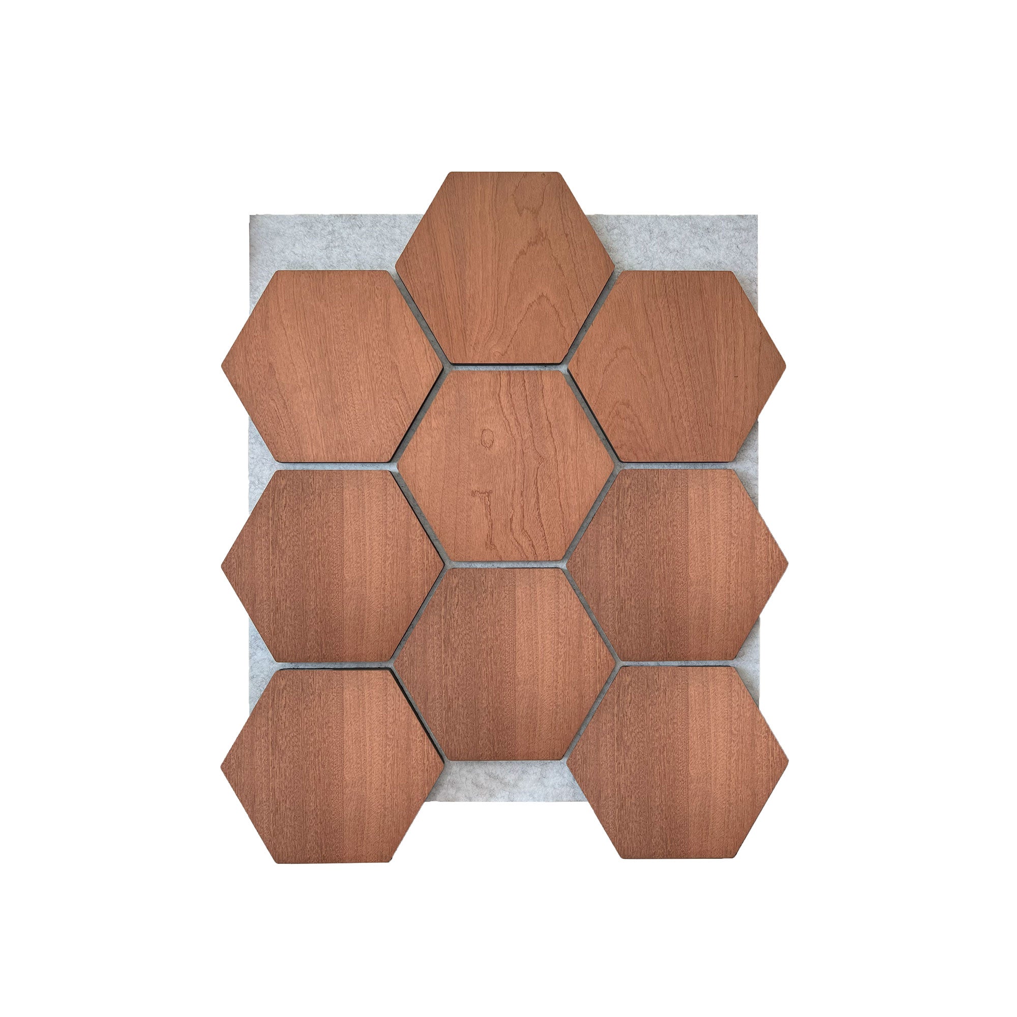 Panneau Mural Hexagonal | Chêne Fumé avec Feutrine Grise 81 cm | Acoustique