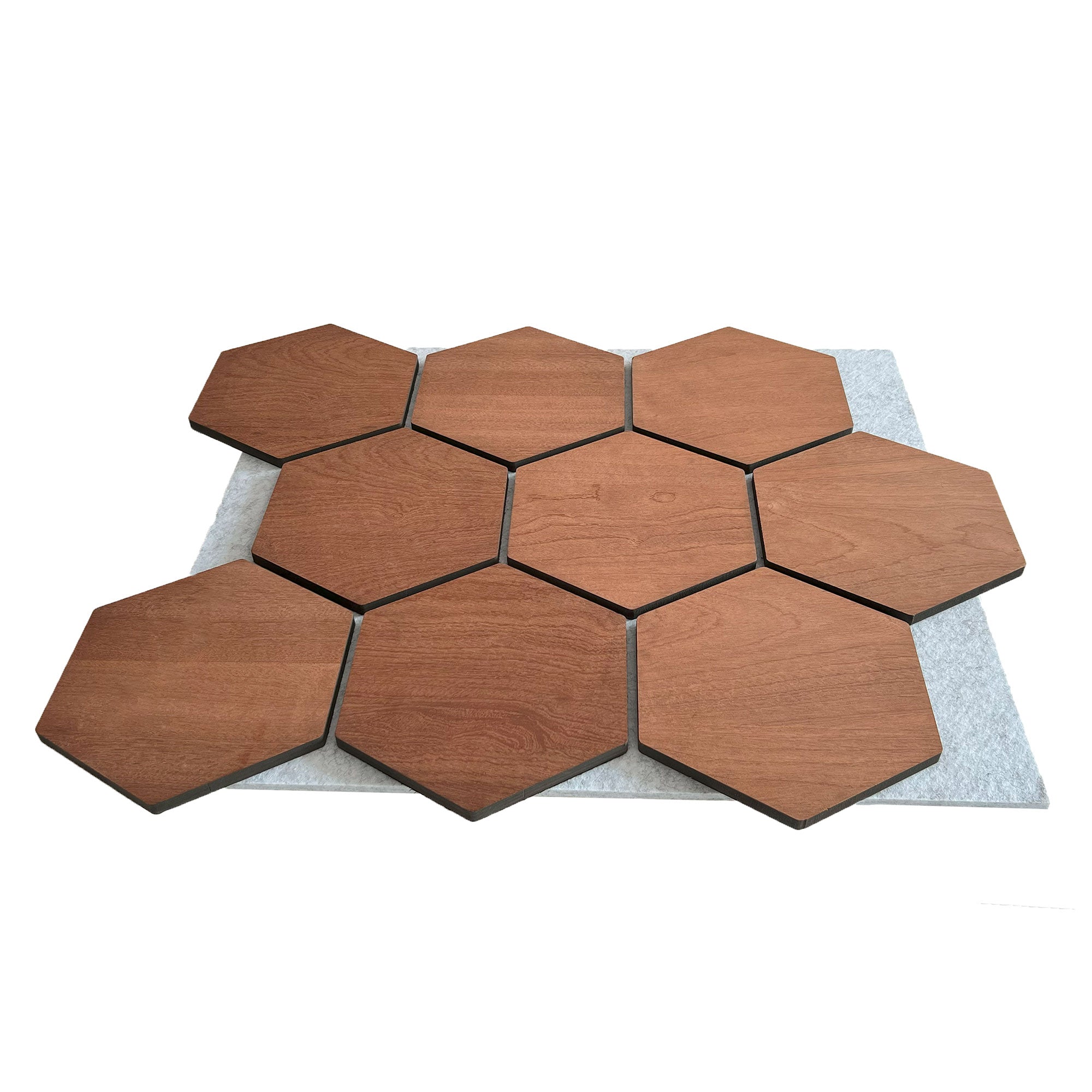 Panneau Mural Hexagonal | Chêne Fumé avec Feutrine Grise 81 cm | Acoustique