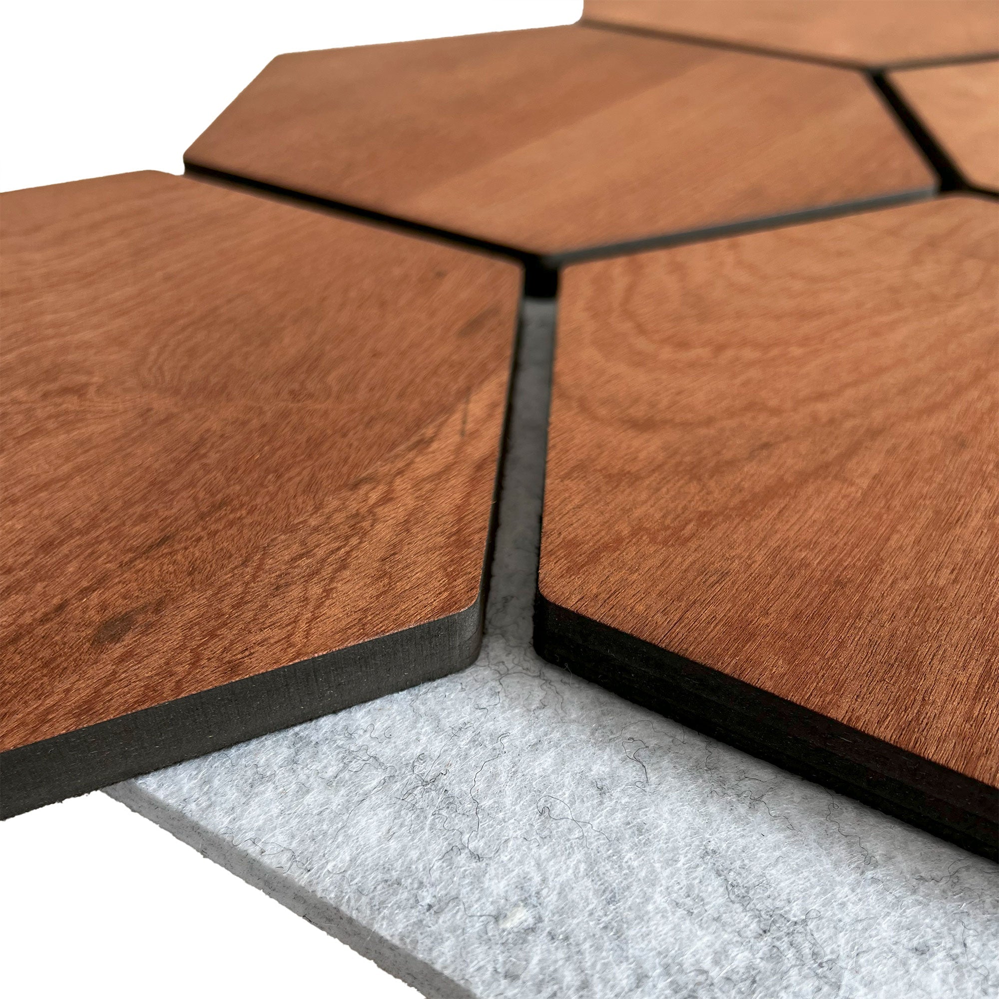 Panneau Mural Hexagonal | Chêne Fumé avec Feutrine Grise 81 cm | Acoustique