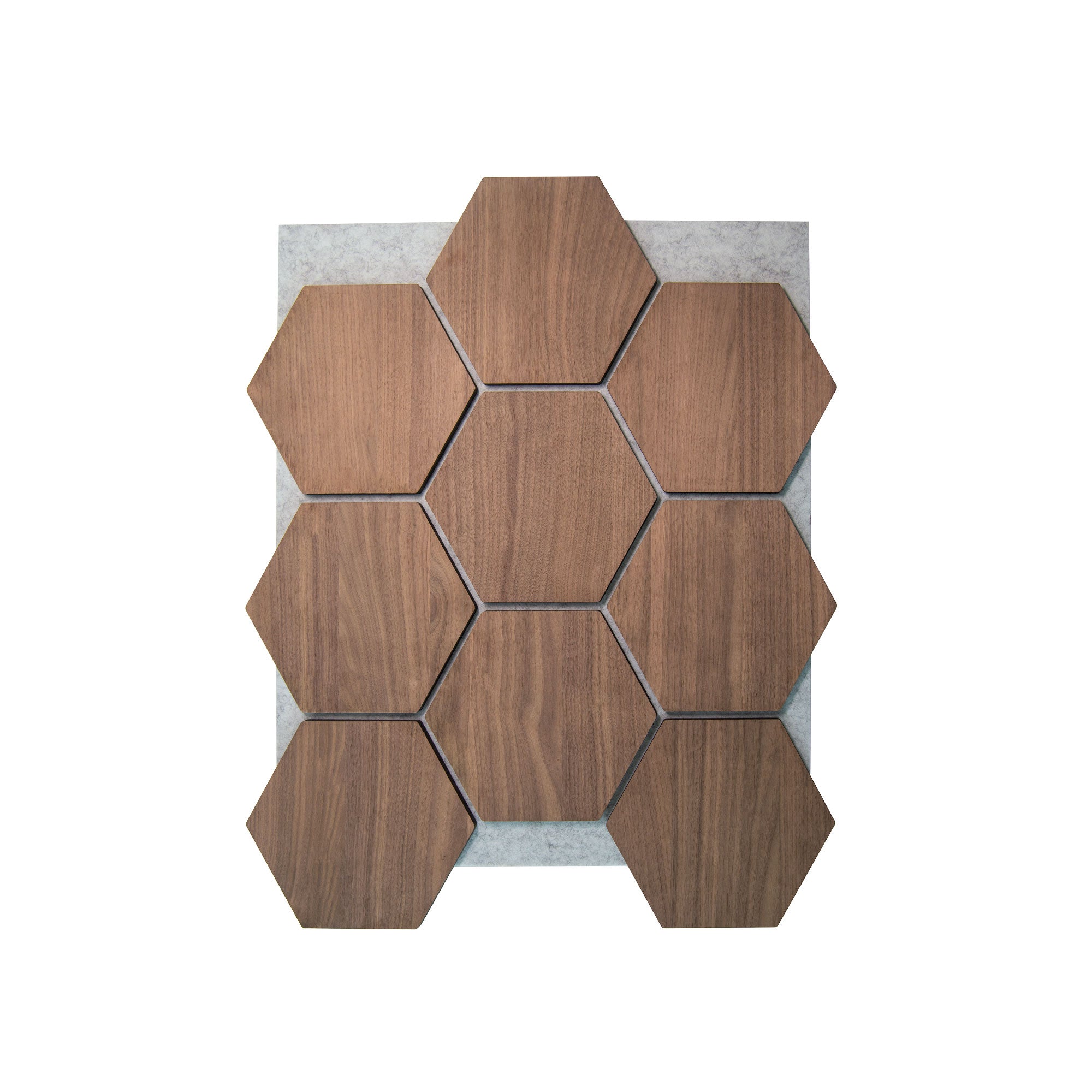 Panneau Mural Hexagonal | Noyer avec Feutre Gris 81 cm | Acoustique