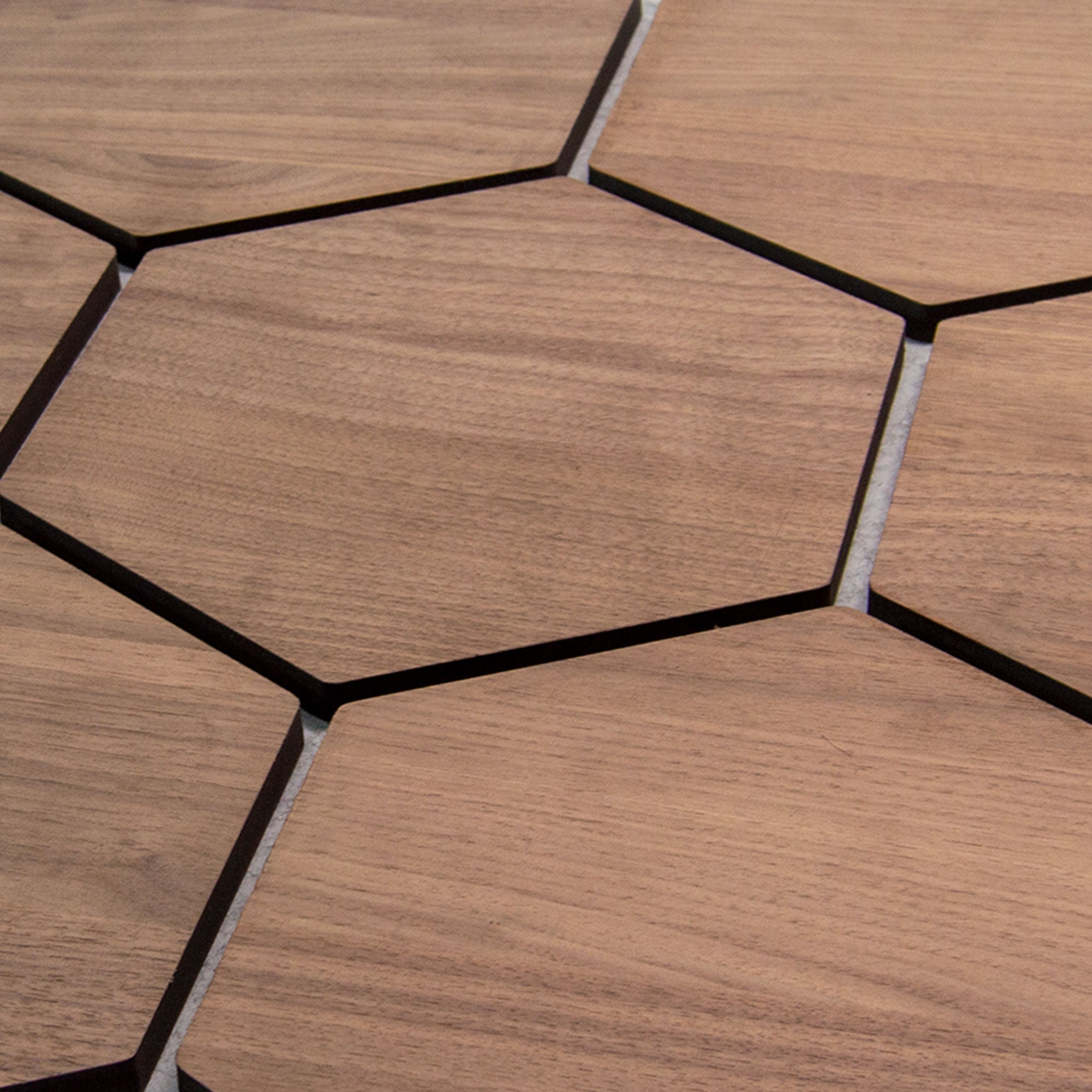 Panneau Mural Hexagonal | Noyer avec Feutre Gris 81 cm | Acoustique