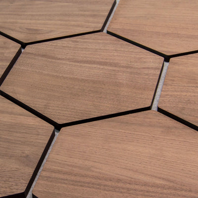 Panneau Mural Hexagonal | Noyer avec Feutre Gris 81 cm | Acoustique