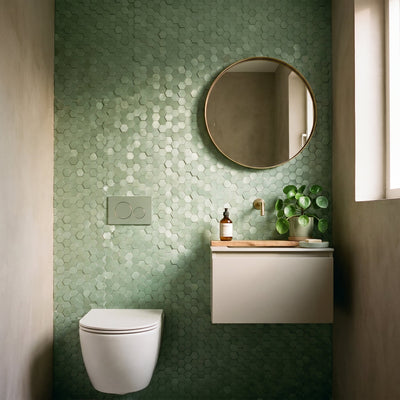 Crédence adhésive | Mini Hexagone 3D Vert pastel | 29,8×30,7 cm