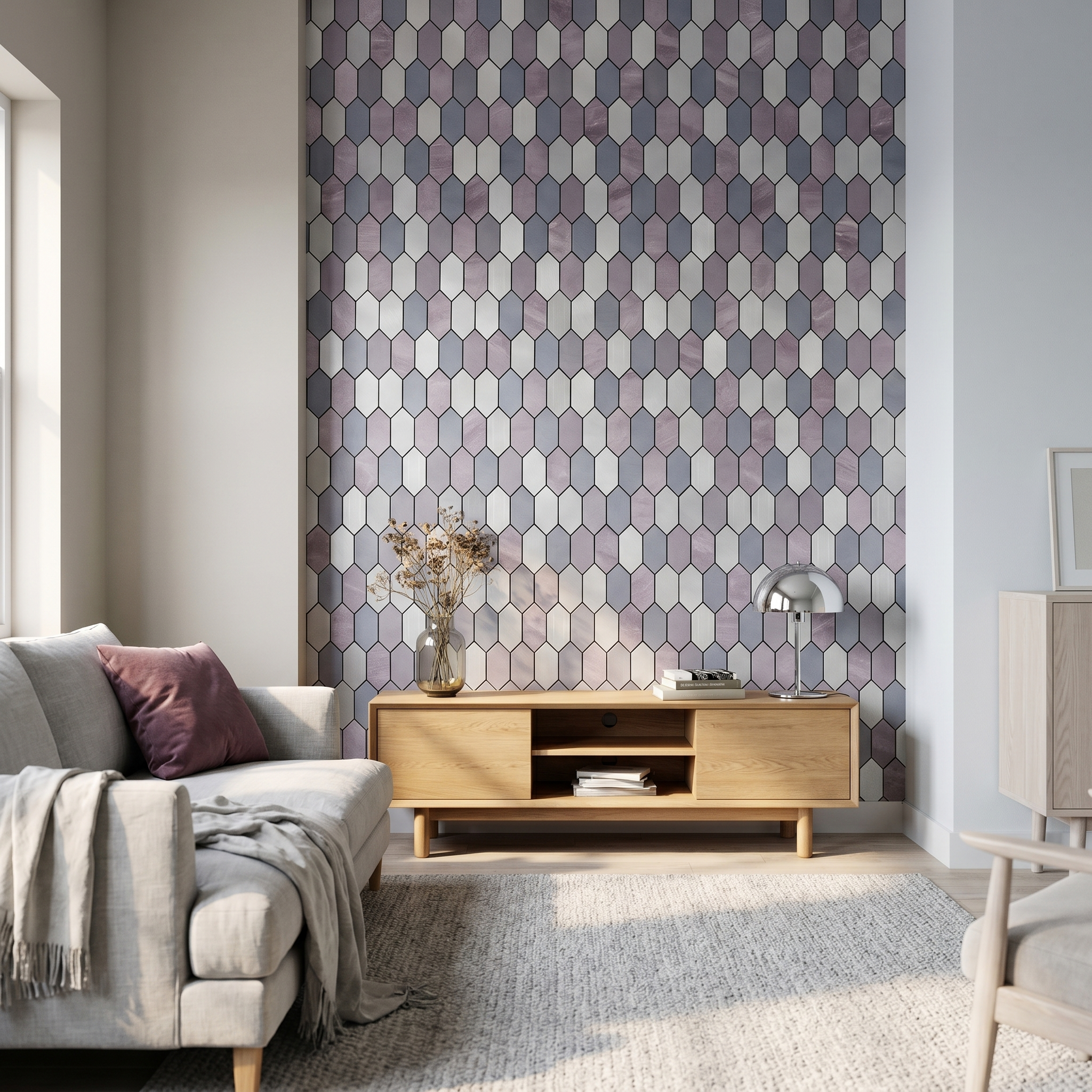 Crédence adhésive | Picket Mauve | 30×30 cm