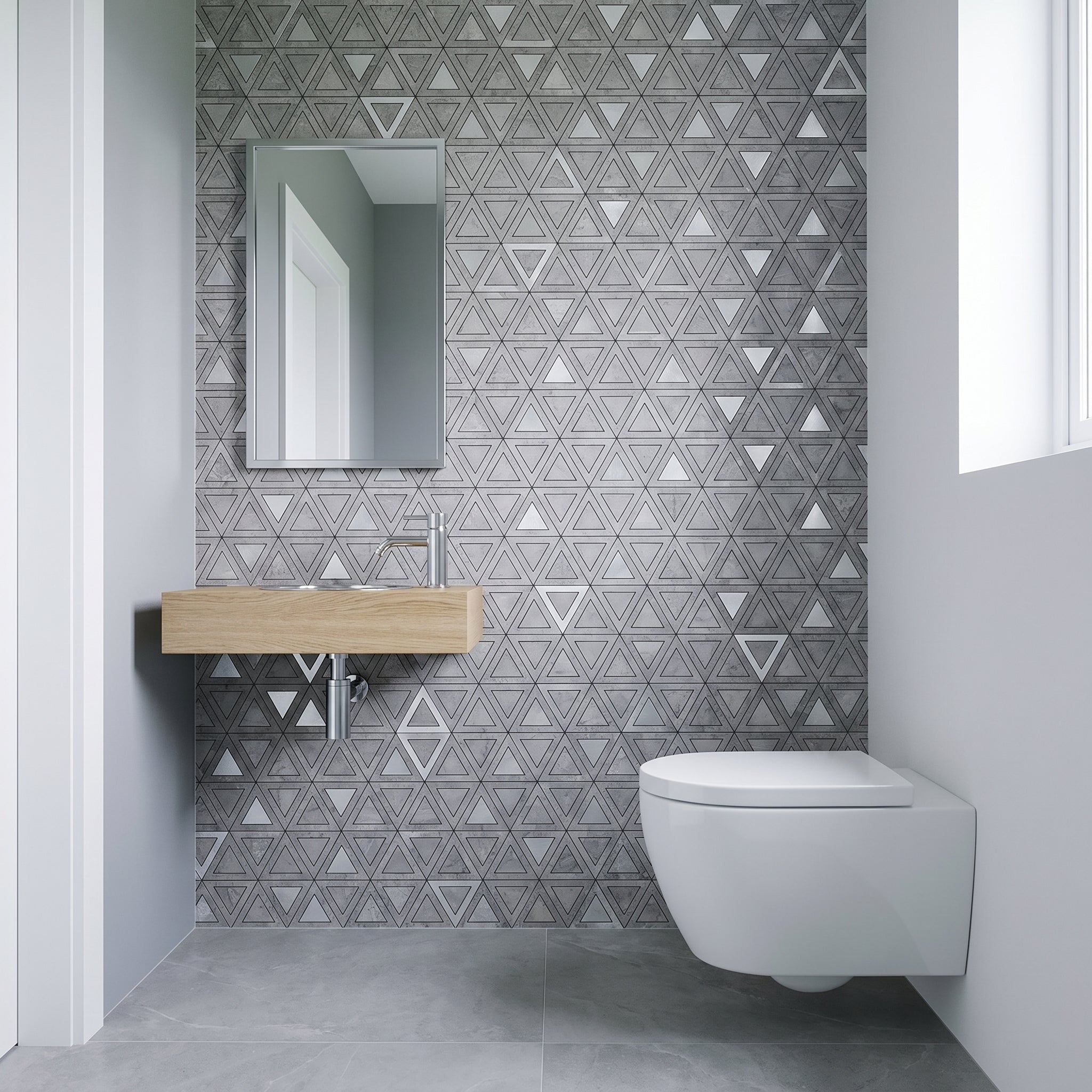 Crédence adhésive | Triangle Gris Argent | 28,7×33,1 cm