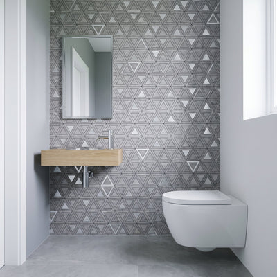 Crédence adhésive | Triangle Gris Argent | 28,7×33,1 cm