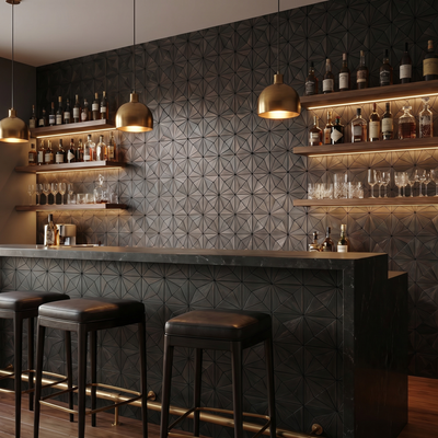 Nolan Noir panneau mural déco en fond de bar