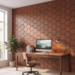 Panneau hexagonal chêne fumé bureau à domicile