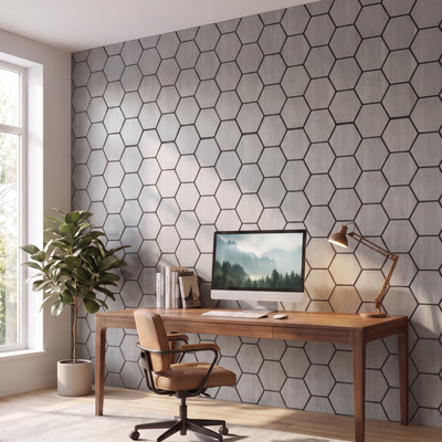 Panneau hexagonal noyer gris bureau à domicile