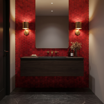 Crédence hexagone rouge WC