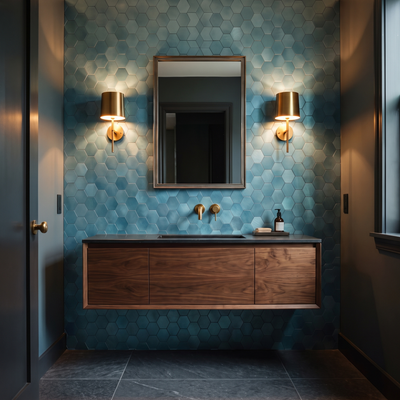 Crédence hexagone bleu WC