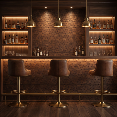 Aster Brun panneau mural déco en fond de bar