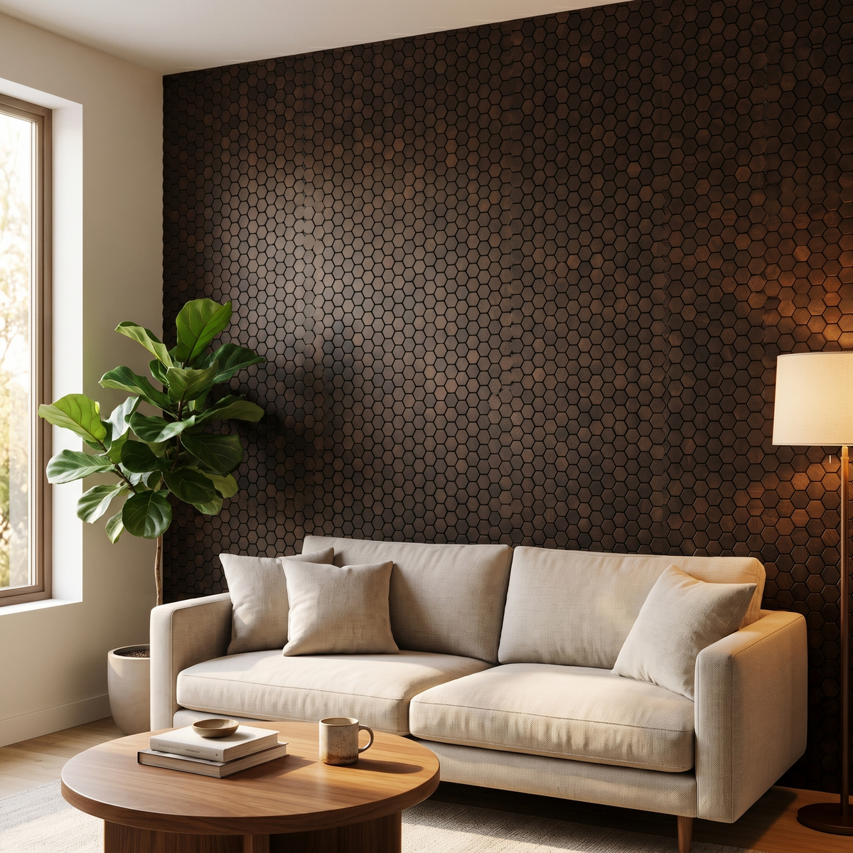 Snowdrop Rose Noir panneau mural déco dans un salon moderne