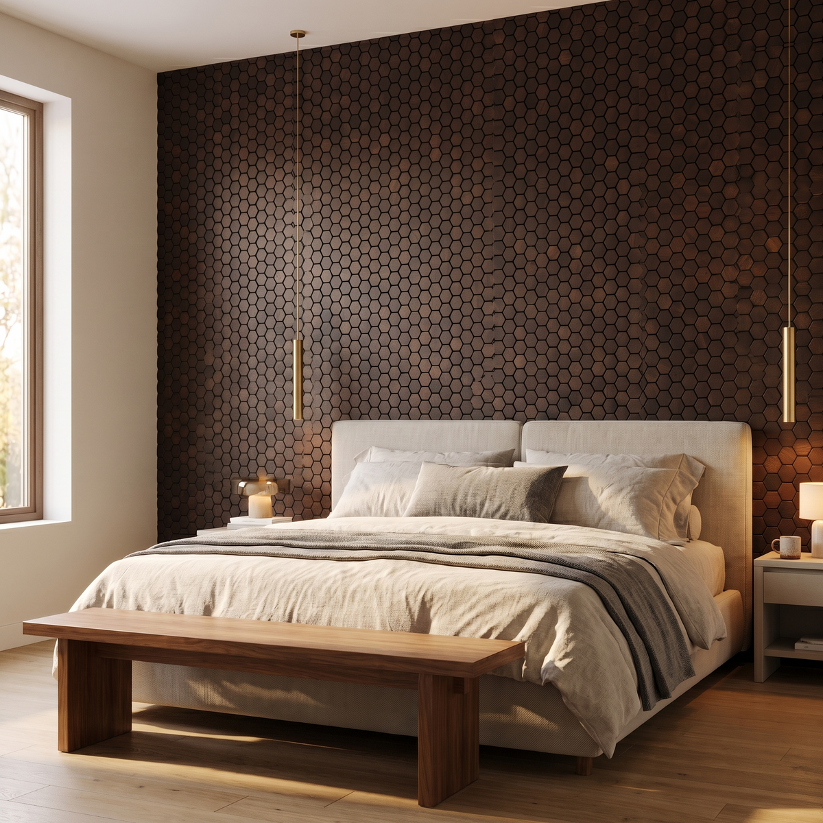 Snowdrop Rose Noir panneau mural déco derrière le lit dans une chambre