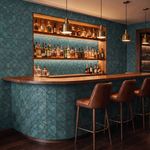 Gardenia Bleu Cadet panneau mural déco en fond de bar