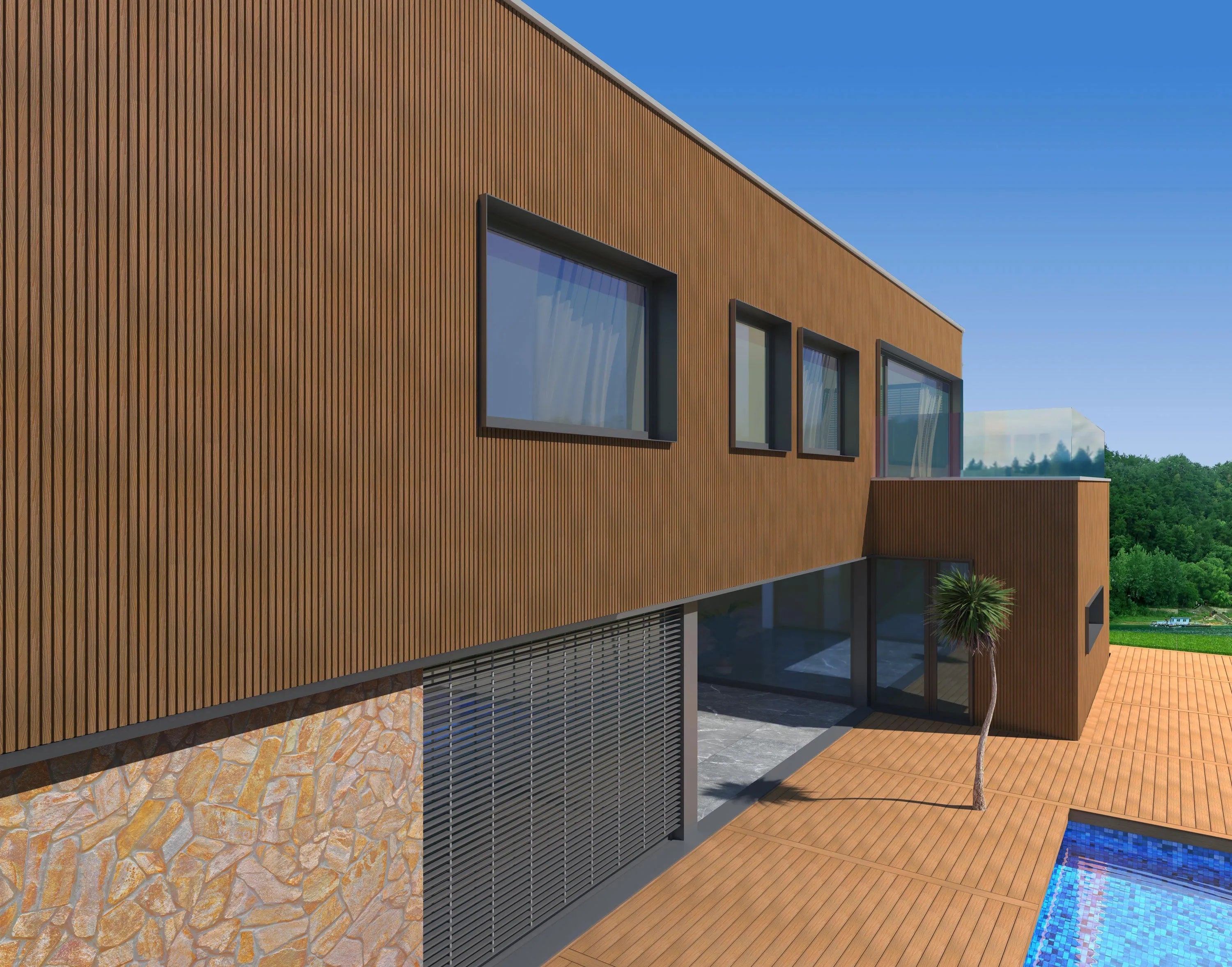 Panneau Extérieur Chêne 290CM | Façade | Jardin | Texture Bois 3D