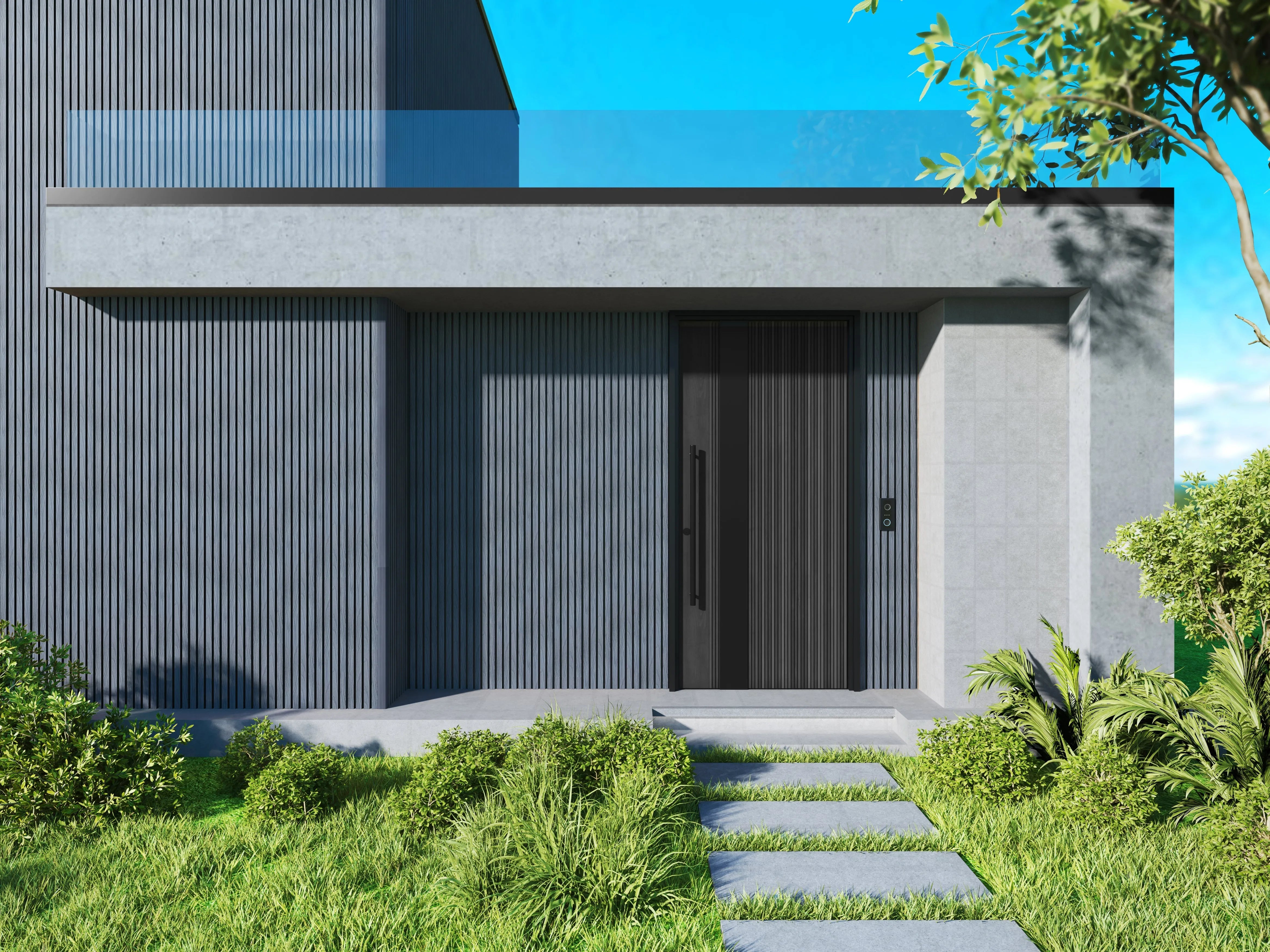 Panneau Extérieur Gris Pierre 290CM | Façade | Jardin | Texture Bois 3D